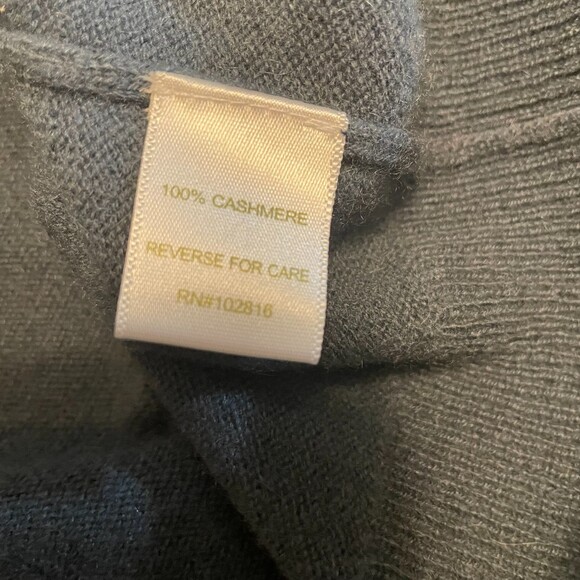 Garnet Hill 100% Cashmere Blue Gray Long Button Down Cardigan, Small - Picture 5 of 7